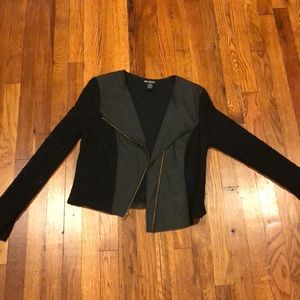 Miss Chevious Faux Leather and Lace Moto Jacket